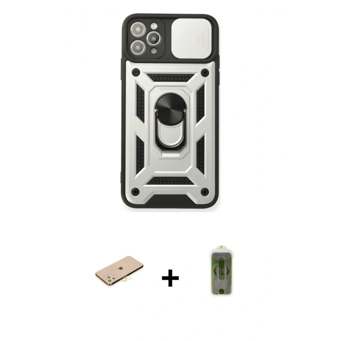 MARSİLYAN™- iPhone 11 Pro Kılıf Ahenk Klasik - Siyah Joko Magic 5D Hayalet Cam + Renkli Kamera Lens Koruma Cam - SI