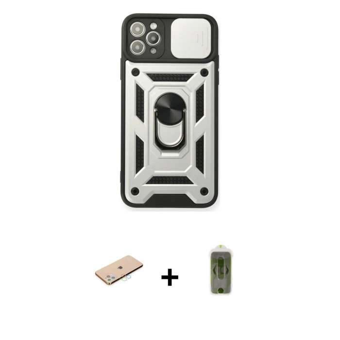 MARSİLYAN™- iPhone 11 Pro Kılıf Ahenk Klasik - Siyah Joko Magic 5D Hayalet Cam + Renkli Kamera Lens Koruma Cam - MI