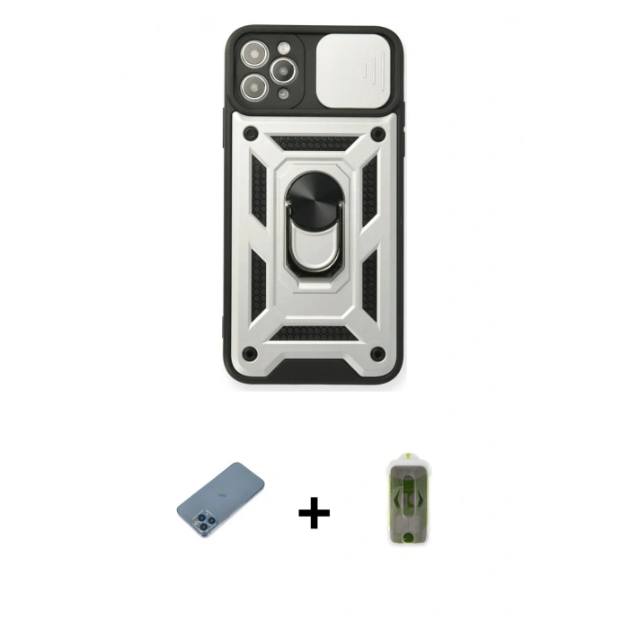 MARSİLYAN™- iPhone 11 Pro Kılıf Ahenk Klasik - Siyah Joko Magic 5D Hayalet Cam + Shine Kamera Lens Koruma Cam - MI