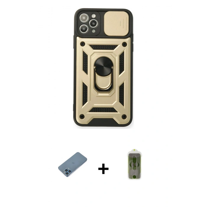 MARSİLYAN™- iPhone 11 Pro Kılıf Ahenk Klasik - Siyah Joko Magic 5D Hayalet Cam + Shine Kamera Lens Koruma Cam - MI