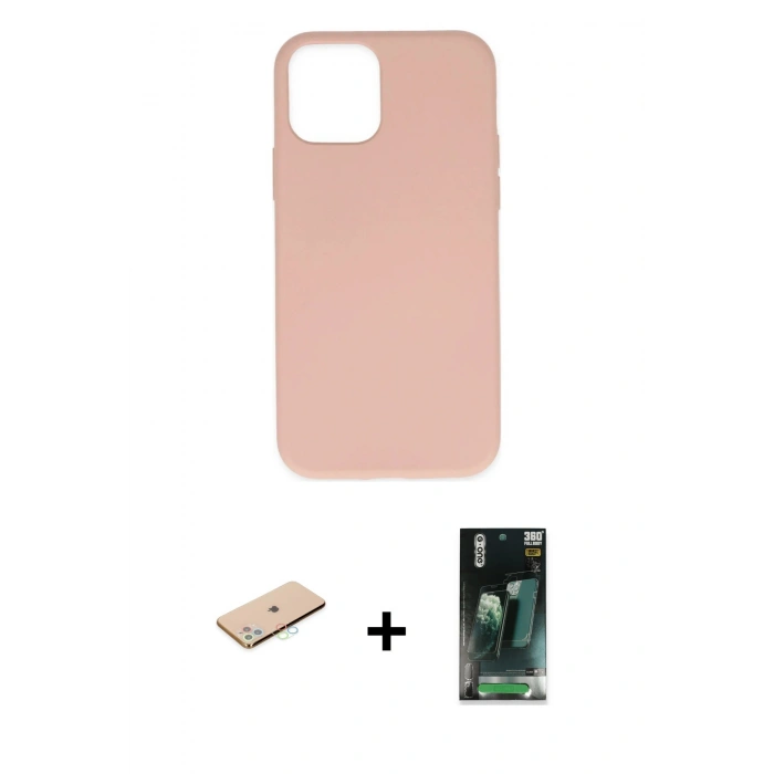 MARSİLYAN™- iPhone 11 Pro Kılıf Ahenk Serisi - Şeffaf 360 Full Body Arka Koruyucu + Renkli Kamera Lens Koruma Cam - MI