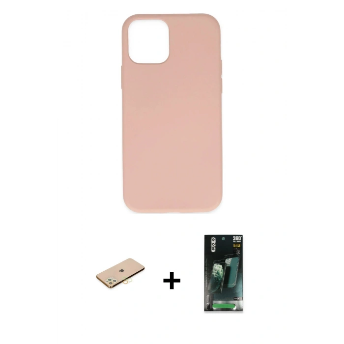 MARSİLYAN™- iPhone 11 Pro Kılıf Ahenk Serisi - Şeffaf 360 Full Body Arka Koruyucu + Renkli Kamera Lens Koruma Cam - PE