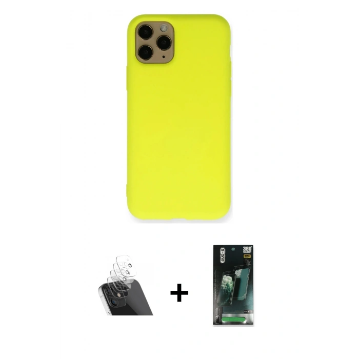 MARSİLYAN™- iPhone 11 Pro Kılıf Ahenk Serisi - Şeffaf 360 Full Body Arka Koruyucu + Kamera Lens Koruma Cam - SF