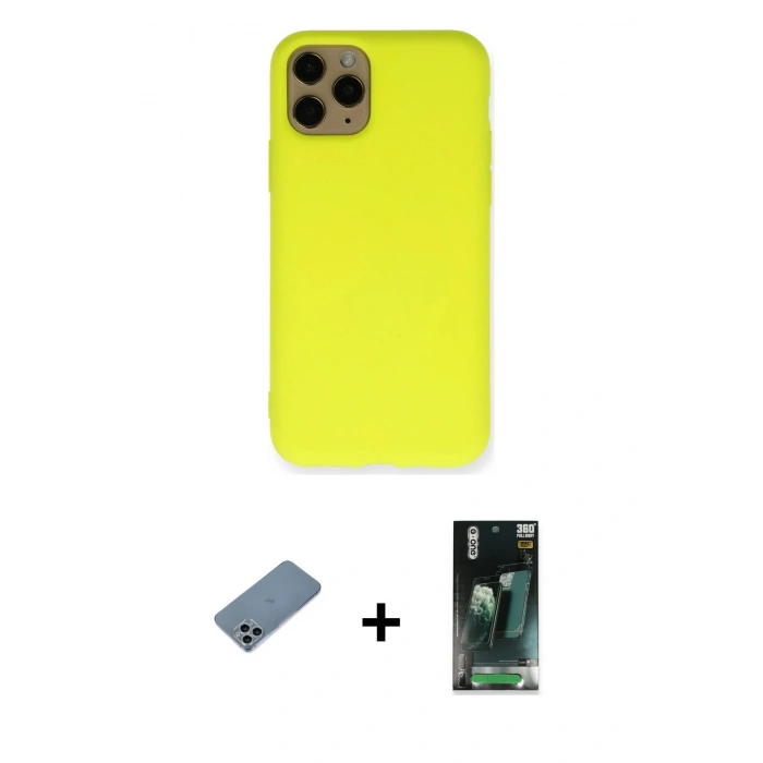 MARSİLYAN™- iPhone 11 Pro Kılıf Ahenk Serisi - Şeffaf 360 Full Body Arka Koruyucu + Shine Kamera Lens Koruma Cam - SABE