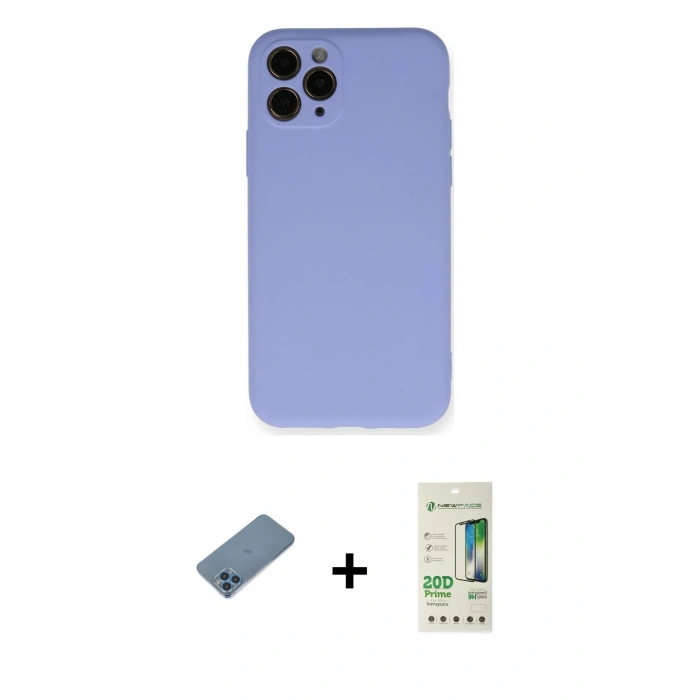 MARSİLYAN™- iPhone 11 Pro Kılıf Ahenk Serisi - Siyah 20D Premium Cam Ekran Koruyucu + Shine Kamera Lens Koruma Cam - MI