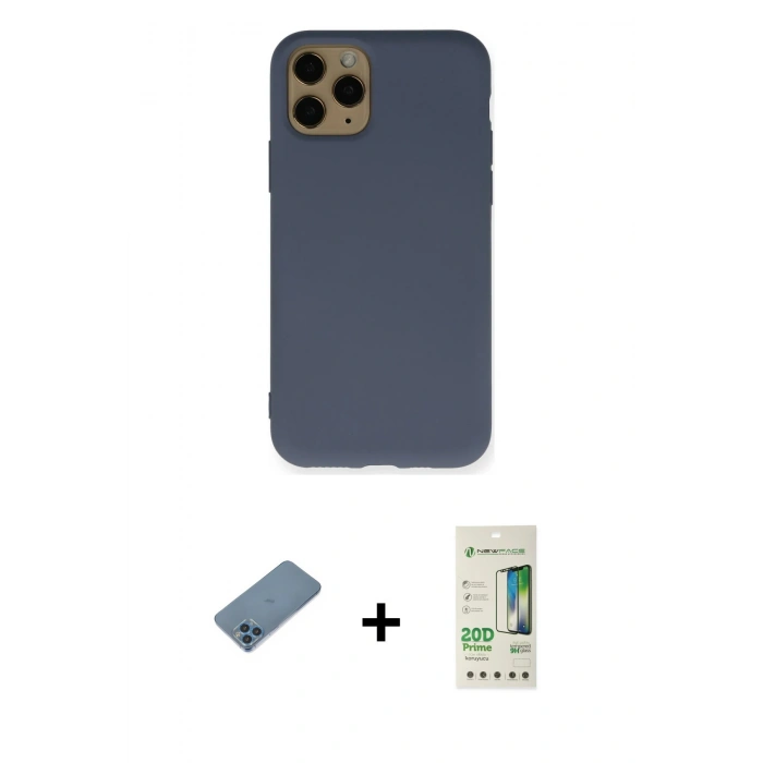 MARSİLYAN™- iPhone 11 Pro Kılıf Ahenk Serisi - Siyah 20D Premium Cam Ekran Koruyucu + Shine Kamera Lens Koruma Cam - MI