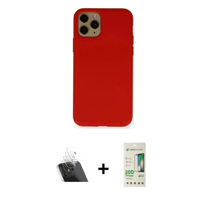 MARSİLYAN™- iPhone 11 Pro Kılıf Ahenk Serisi - Siyah 20D Premium Cam Ekran Koruyucu + Kamera Lens Koruma Cam - SF
