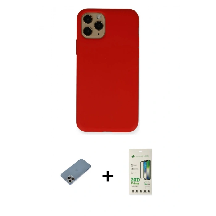 MARSİLYAN™- iPhone 11 Pro Kılıf Ahenk Serisi - Siyah 20D Premium Cam Ekran Koruyucu + Shine Kamera Lens Koruma Cam - GI