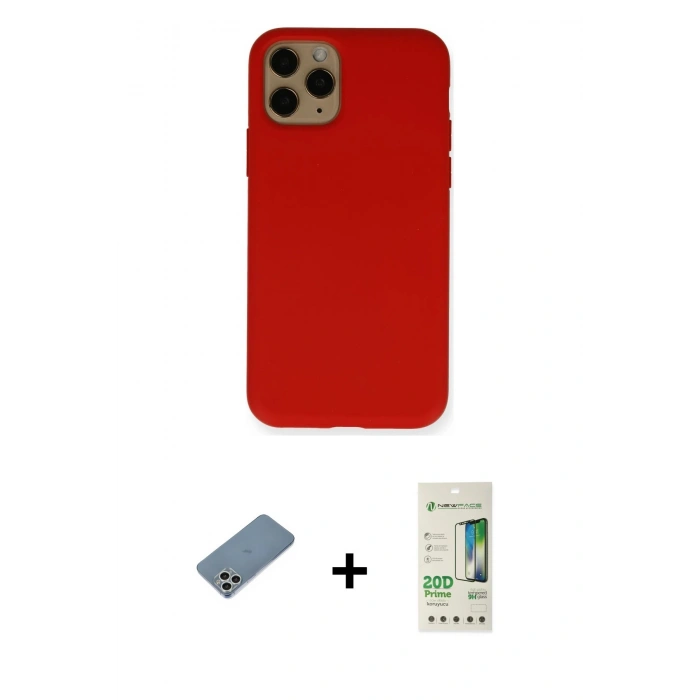 MARSİLYAN™- iPhone 11 Pro Kılıf Ahenk Serisi - Siyah 20D Premium Cam Ekran Koruyucu + Shine Kamera Lens Koruma Cam - GS