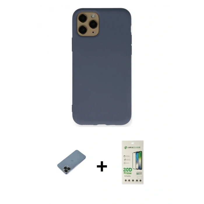 MARSİLYAN™- iPhone 11 Pro Kılıf Ahenk Serisi - Siyah 20D Premium Cam Ekran Koruyucu + Siyah Shine Kamera Lens Koruma Cam