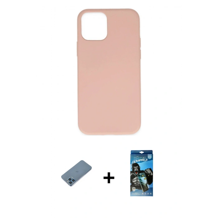 MARSİLYAN™- iPhone 11 Pro Kılıf Ahenk Serisi - Siyah 34D Izgaralı Cam + Shine Kamera Lens Koruma Cam - MI