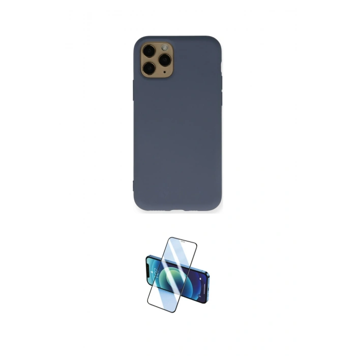 MARSİLYAN™- iPhone 11 Pro Kılıf Ahenk Serisi - Siyah 3D Antistatik Cam Ekran Koruyucu