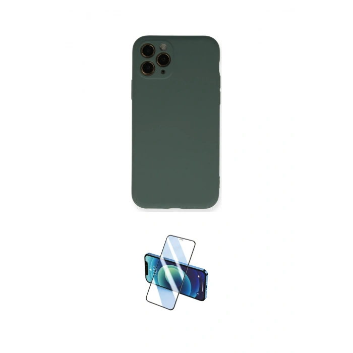 MARSİLYAN™- iPhone 11 Pro Kılıf Ahenk Serisi - Siyah 3D Antistatik Cam Ekran Koruyucu