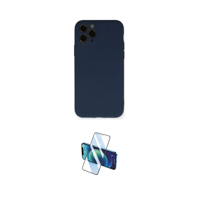 MARSİLYAN™- iPhone 11 Pro Kılıf Ahenk Serisi - Siyah 3D Antistatik Cam Ekran Koruyucu