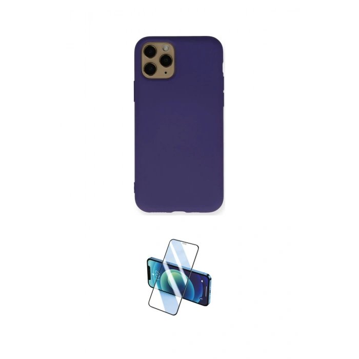 MARSİLYAN™- iPhone 11 Pro Kılıf Ahenk Serisi - Siyah 3D Antistatik Cam Ekran Koruyucu