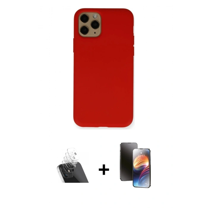MARSİLYAN™- iPhone 11 Pro Kılıf Ahenk Serisi - Siyah 3D Antistatik Mat Seramik Nano Ekran Koruyucu + Kamera Lens Koruma Cam - SF