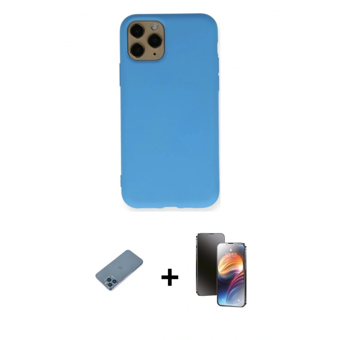 MARSİLYAN™- iPhone 11 Pro Kılıf Ahenk Serisi - Siyah 3D Antistatik Mat Seramik Nano Ekran Koruyucu + Shine Kamera Lens Koruma Cam - MI