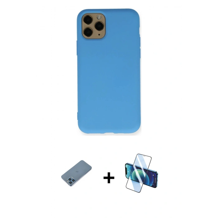 MARSİLYAN™- iPhone 11 Pro Kılıf Ahenk Serisi - Siyah 3D Antistatik Seramik Nano Ekran Koruyucu + Shine Kamera Lens Koruma Cam - MI