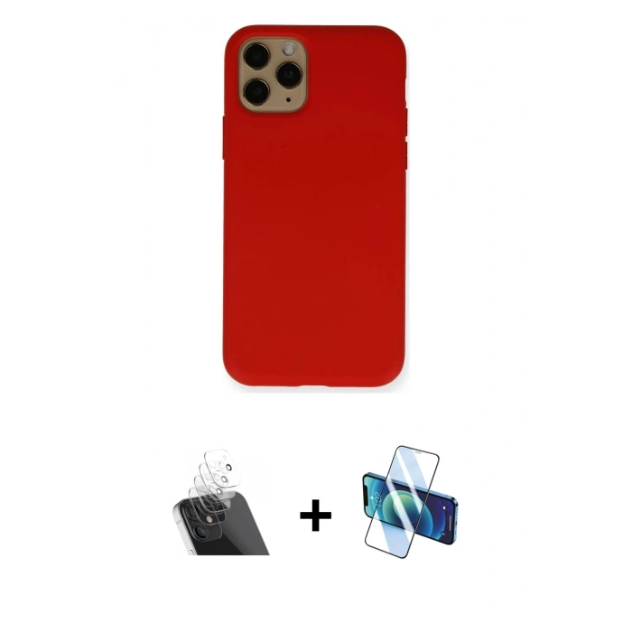 MARSİLYAN™- iPhone 11 Pro Kılıf Ahenk Serisi - Siyah 3D Antistatik Seramik Nano Ekran Koruyucu + Kamera Lens Koruma Cam - SF