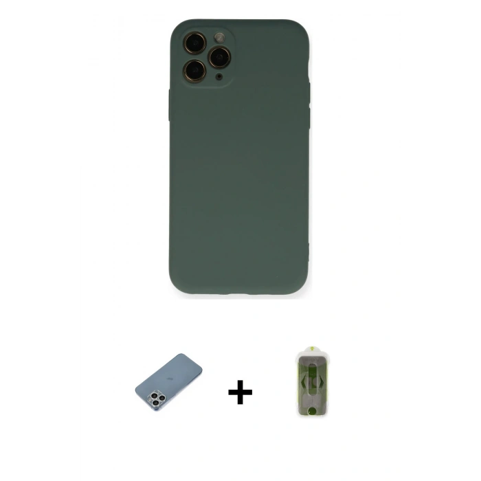 MARSİLYAN™- iPhone 11 Pro Kılıf Ahenk Serisi - Siyah Joko Magic 5D Hayalet Cam + Shine Kamera Lens Koruma Cam - GS
