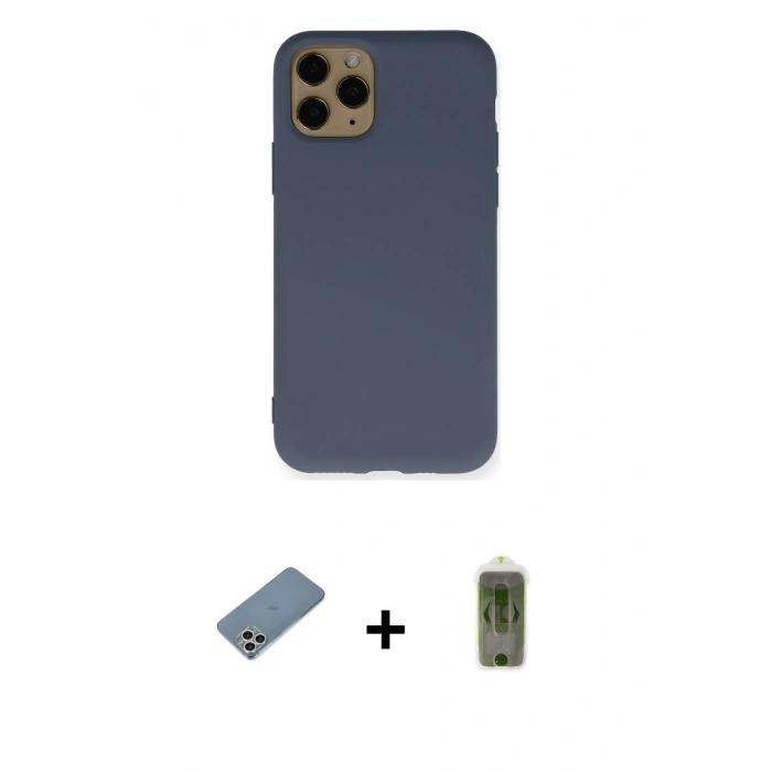 MARSİLYAN™- iPhone 11 Pro Kılıf Ahenk Serisi - Siyah Joko Magic 5D Hayalet Cam + Shine Kamera Lens Koruma Cam - GS