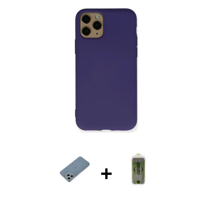 MARSİLYAN™- iPhone 11 Pro Kılıf Ahenk Serisi - Siyah Joko Magic 5D Hayalet Cam + Shine Kamera Lens Koruma Cam - GS