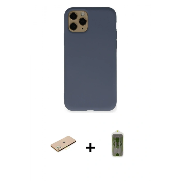 MARSİLYAN™- iPhone 11 Pro Kılıf Ahenk Serisi - Siyah Joko Magic 5D Hayalet Cam + Renkli Kamera Lens Koruma Cam - PE