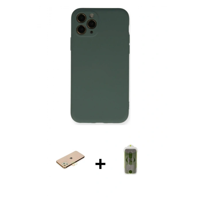 MARSİLYAN™- iPhone 11 Pro Kılıf Ahenk Serisi - Siyah Joko Magic 5D Hayalet Cam + Renkli Kamera Lens Koruma Cam - SI