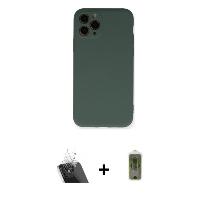 MARSİLYAN™- iPhone 11 Pro Kılıf Ahenk Serisi - Siyah Joko Magic 5D Hayalet Cam + Kamera Lens Koruma Cam - SF