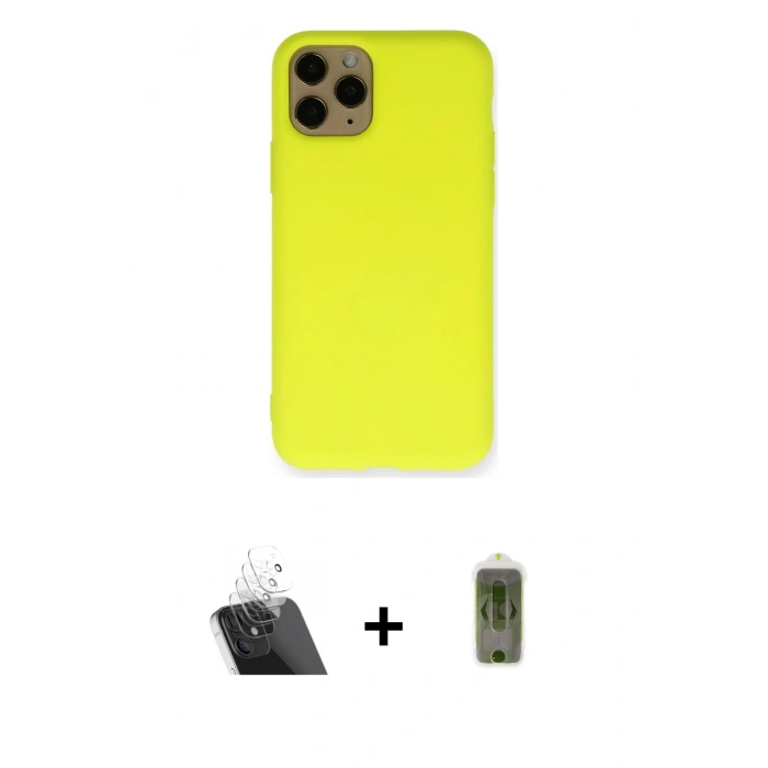 MARSİLYAN™- iPhone 11 Pro Kılıf Ahenk Serisi - Siyah Joko Magic 5D Hayalet Cam + Kamera Lens Koruma Cam - SF