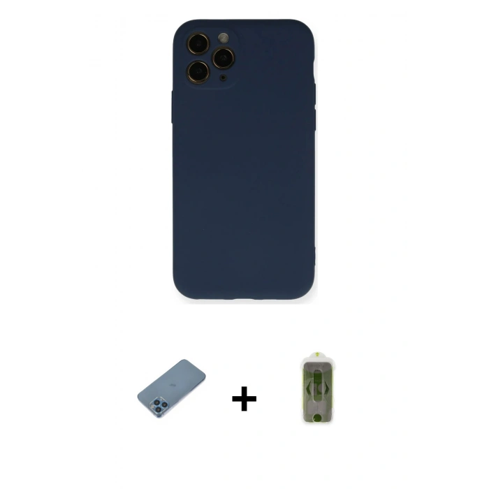 MARSİLYAN™- iPhone 11 Pro Kılıf Ahenk Serisi - Siyah Joko Magic 5D Hayalet Cam + Shine Kamera Lens Koruma Cam - MI
