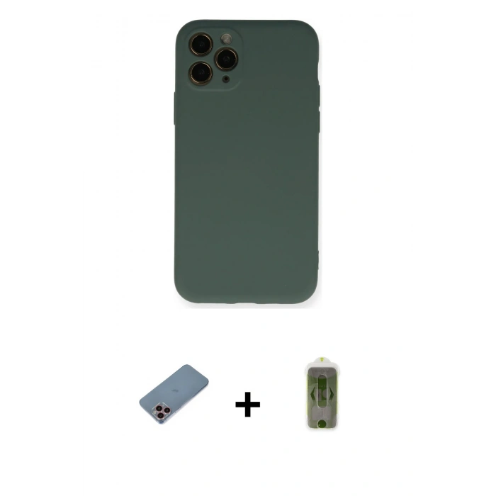MARSİLYAN™- iPhone 11 Pro Kılıf Ahenk Serisi - Siyah Joko Magic 5D Hayalet Cam + Shine Kamera Lens Koruma Cam - PE