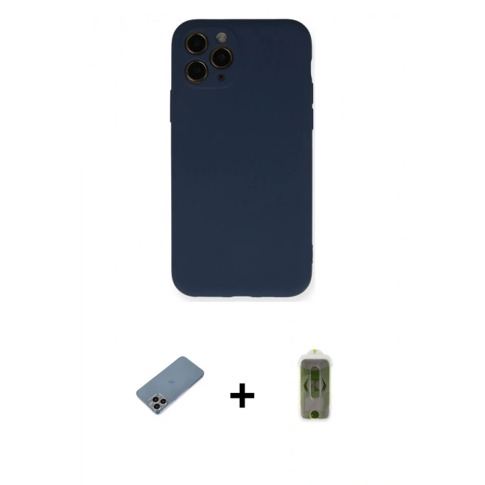 MARSİLYAN™- iPhone 11 Pro Kılıf Ahenk Serisi - Siyah Joko Magic 5D Hayalet Cam + Shine Kamera Lens Koruma Cam - GI