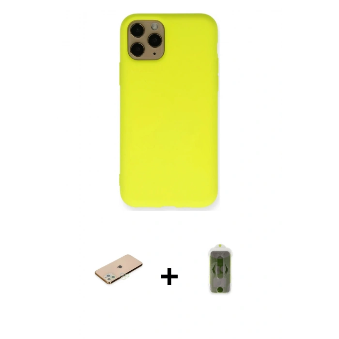 MARSİLYAN™- iPhone 11 Pro Kılıf Ahenk Serisi - Siyah Joko Magic 5D Hayalet Cam + Renkli Kamera Lens Koruma Cam - YL