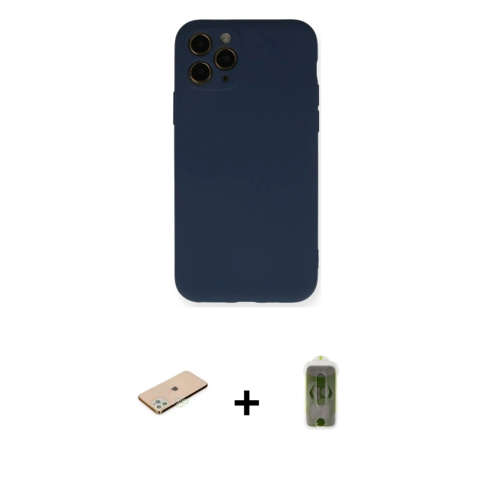 MARSİLYAN™- iPhone 11 Pro Kılıf Ahenk Serisi - Siyah Joko Magic 5D Hayalet Cam + Renkli Kamera Lens Koruma Cam - YL