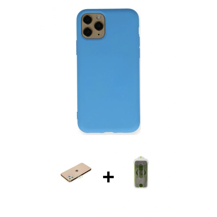MARSİLYAN™- iPhone 11 Pro Kılıf Ahenk Serisi - Siyah Joko Magic 5D Hayalet Cam + Renkli Kamera Lens Koruma Cam - YL