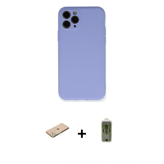MARSİLYAN™- iPhone 11 Pro Kılıf Ahenk Serisi - Siyah Joko Magic 5D Hayalet Cam + Renkli Kamera Lens Koruma Cam - YL