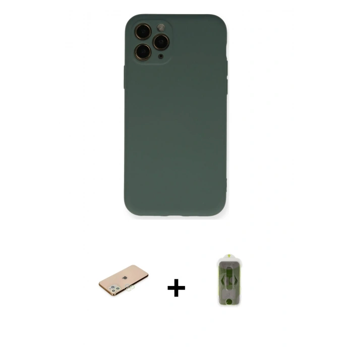 MARSİLYAN™- iPhone 11 Pro Kılıf Ahenk Serisi - Siyah Joko Magic 5D Hayalet Cam + Renkli Kamera Lens Koruma Cam - YL