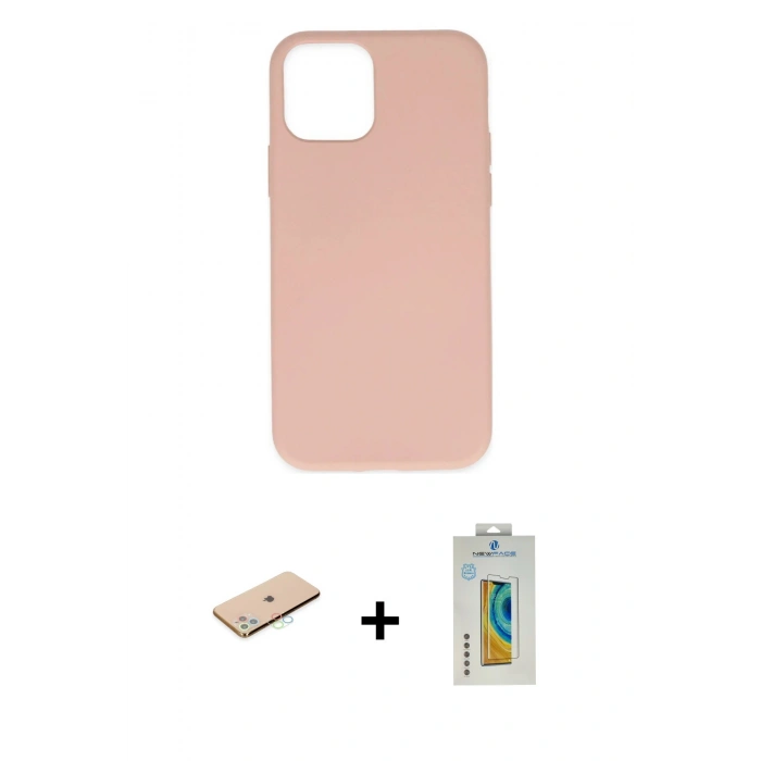 MARSİLYAN™- iPhone 11 Pro Kılıf Ahenk Serisi - Siyah Polymer Nano Ekran Koruyucu + Renkli Kamera Lens Koruma Cam - MI