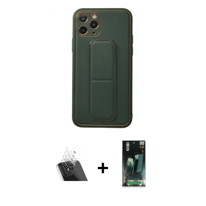 MARSİLYAN™- iPhone 11 Pro Kılıf Akış Doku - Şeffaf 360 Full Body Arka Koruyucu + Kamera Lens Koruma Cam - SF