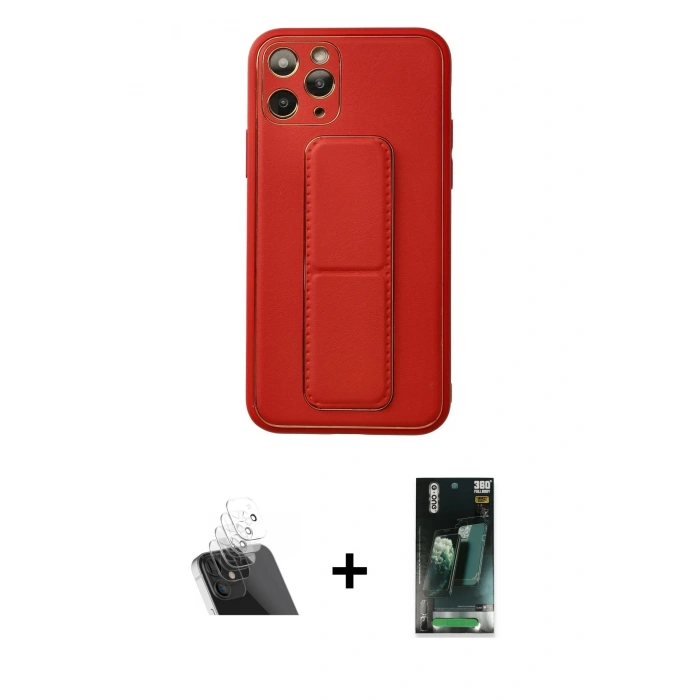 MARSİLYAN™- iPhone 11 Pro Kılıf Akış Doku - Şeffaf 360 Full Body Arka Koruyucu + Kamera Lens Koruma Cam - SF