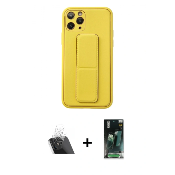 MARSİLYAN™- iPhone 11 Pro Kılıf Akış Doku - Şeffaf 360 Full Body Arka Koruyucu + Kamera Lens Koruma Cam - SF