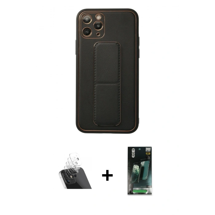MARSİLYAN™- iPhone 11 Pro Kılıf Akış Doku - Şeffaf 360 Full Body Arka Koruyucu + Kamera Lens Koruma Cam - SF
