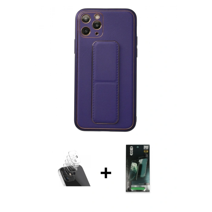 MARSİLYAN™- iPhone 11 Pro Kılıf Akış Doku - Şeffaf 360 Full Body Arka Koruyucu + Kamera Lens Koruma Cam - SF