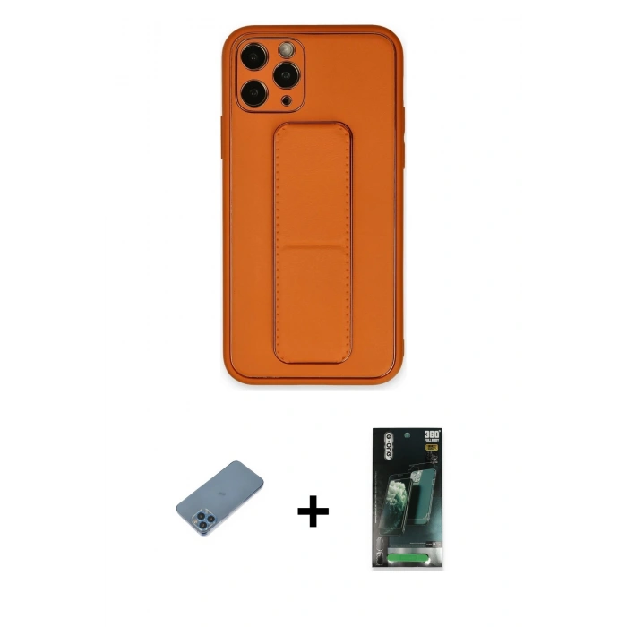 MARSİLYAN™- iPhone 11 Pro Kılıf Akış Doku - Şeffaf 360 Full Body Arka Koruyucu + Shine Kamera Lens Koruma Cam - MI