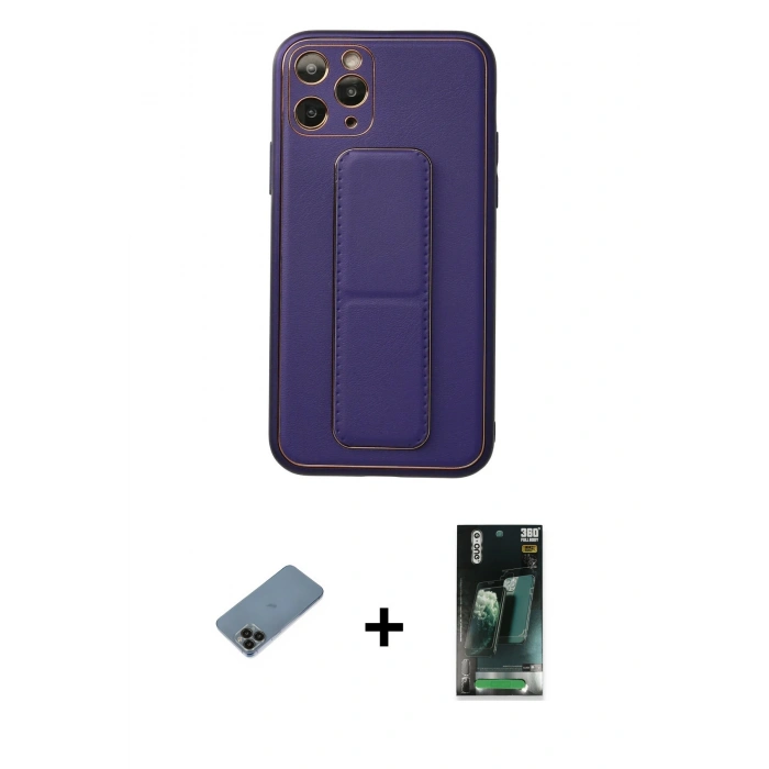 MARSİLYAN™- iPhone 11 Pro Kılıf Akış Doku - Şeffaf 360 Full Body Arka Koruyucu + Shine Kamera Lens Koruma Cam - SH