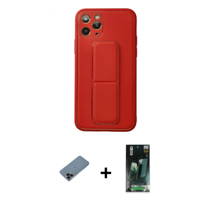 MARSİLYAN™- iPhone 11 Pro Kılıf Akış Doku - Şeffaf 360 Full Body Arka Koruyucu + Shine Kamera Lens Koruma Cam - SH
