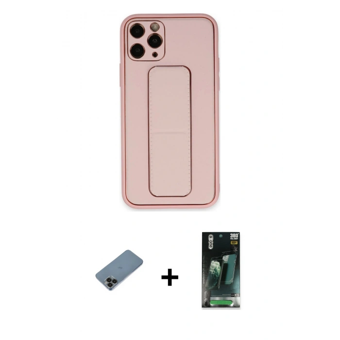 MARSİLYAN™- iPhone 11 Pro Kılıf Akış Doku - Şeffaf 360 Full Body Arka Koruyucu + Shine Kamera Lens Koruma Cam - SH