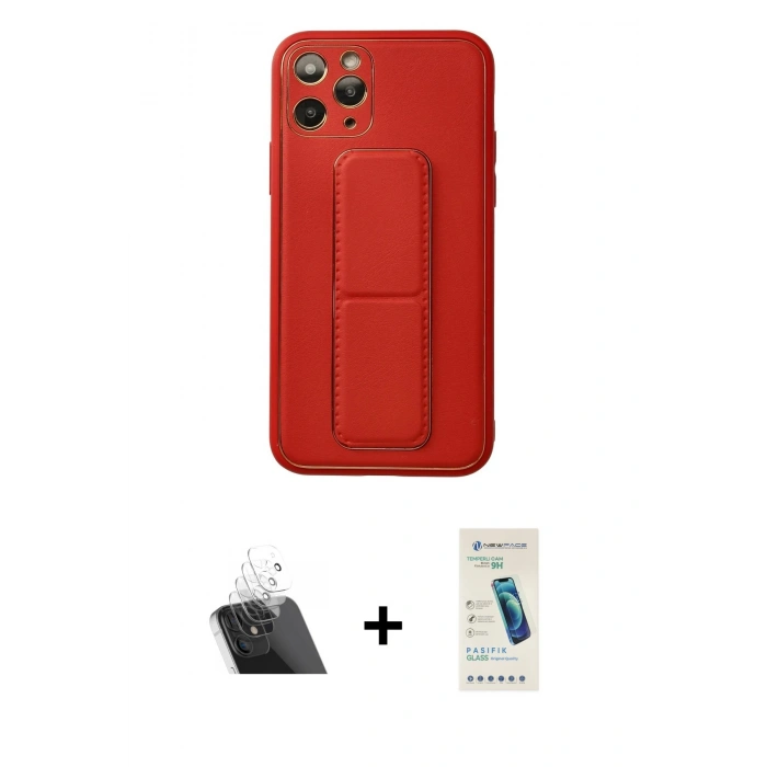 MARSİLYAN™- iPhone 11 Pro Kılıf Akış Doku - Şeffaf Pasifik Cam Ekran Koruyucu + Kamera Lens Koruma Cam - SF