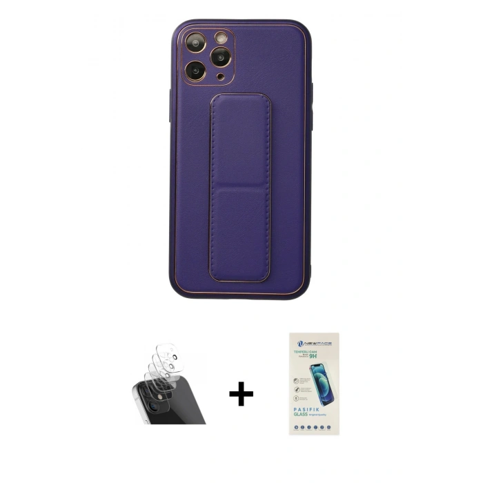 MARSİLYAN™- iPhone 11 Pro Kılıf Akış Doku - Şeffaf Pasifik Cam Ekran Koruyucu + Kamera Lens Koruma Cam - SF